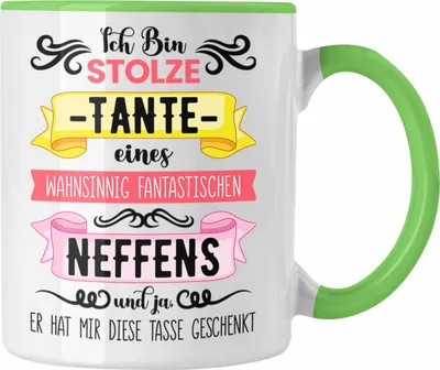 Produktbild von Trendation - Geschenk für Tante von Neffe Tasse Geschenkidee Lustig Spruch (Grün)