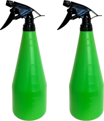 Produktbild von 2er Set Pflanzen Sprühflasche 1 Liter Pflanzensprüher Kunststoff Handsprüher Grün Desinfektionssprüher Zerstäuber