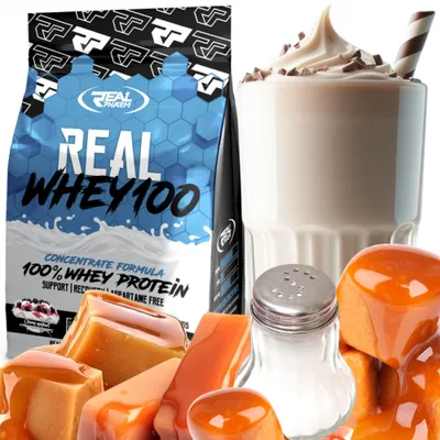 Produktbild von Real Pharm Molkenproteinkonzentrat WPC protein 700g Eiweißpulver geschmack: SALTED CARAMEL