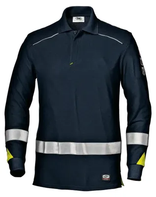 Image de Polo à manches longues Sir Safety, haute visibilité, ignifuge et antistatique, bleu foncé, 3XL, bleu foncé