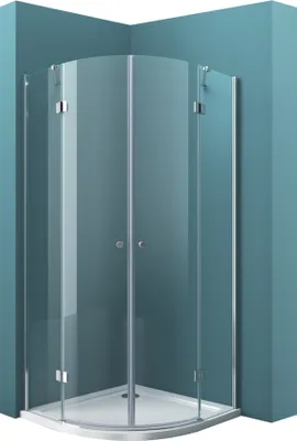Produktbild von Mai & Mai Viertelkreis-Dusche Klarglas-Duschkabine 90x90x190cm 2 Pendeltüren 6mm ESG-Sicherheitsglas inkl. Nano-Beschichtung R02K