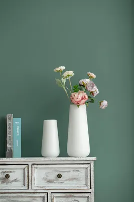 Produktbild von Keramikvase matt weiß, 28 cm hoch, für Tischdekoration