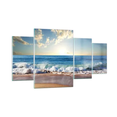 Produktbild von Bilder auf glas - Meer Ufer Wasser - 160x90cm - Glasbilder - Wandbilder - Kunstdruck - zum Aufhängen bereit - Wanddekoration aus Glas - Glas Bilder - Wandbild auf Glas - 4 Teile - GDL160x90-3551