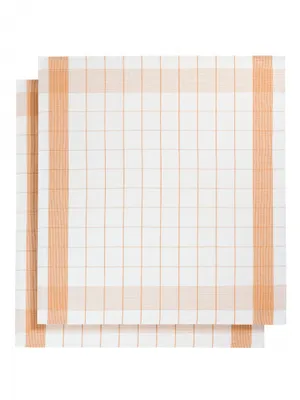 Produktbild von küchenhandtuch 65x65 cm Baumwolle/Leinen weiß/orange 2 Stück
