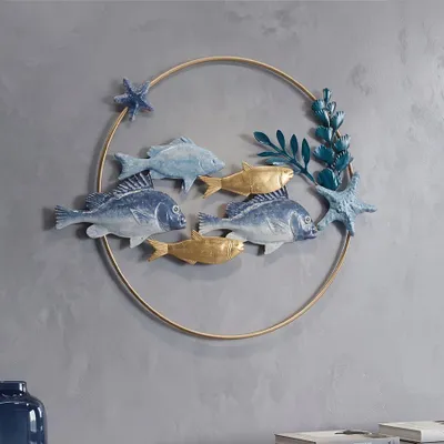 Immagine prodotto di Pannello decorativo da parete, modello Mauro Ferretti Marine, dimensioni 77x5x63 cm, colore blu e oro