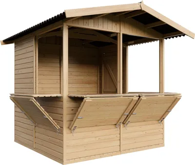 Immagine prodotto di TIMBELA M149B Chiosco in Legno 4 m², Chiosco Smontabile con 4 Finestre di Vendita per Mercatini, Fiere e Vendita