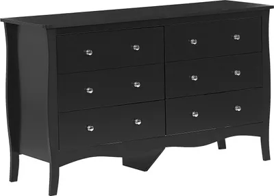 Obrázek produktu pro BELIANI Komoda černá skříň se 6 zásuvkami pro obývací pokoj předsíň ložnice 75 x 130 cm provensálský styl