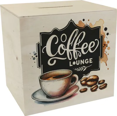 Produktbild von Coffee Lounge Spardose aus Holz
