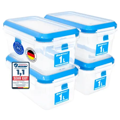 Image de Lot de 4 boîtes de conservation ATHLON TOOLS de 1 l, qualité professionnelle - bleu