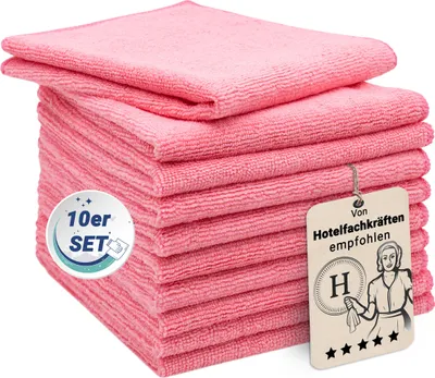 Produktbild von 10er Set Mikrofasertücher für streifenfreien Glanz, saugstark, rosa