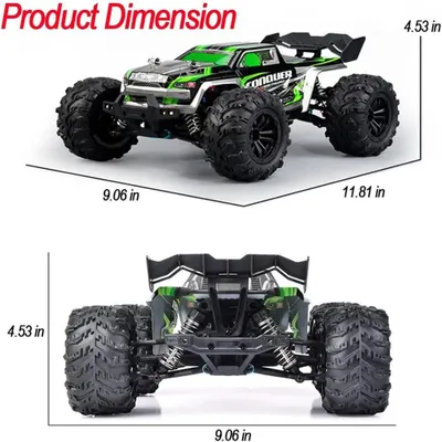 Obrázok produktu pre Diaľkovo ovládané monštru truck – model 16102 – mierka 1:16, pohon 4x4 – rýchlosť 75 km/h – LED osvetlenie – vhodné do terénu – drift – pripravené na okamžité použitie – zelená farba