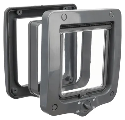 Produktbild von TRIXIE 4-Wege Freilauftür mit Tunnel - grau - 20 × 22 cm