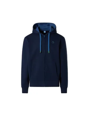 Image de Veste de jogging à capuche pour hommes, en Coton, fermeture éclair, couleur bleu marine, taille M