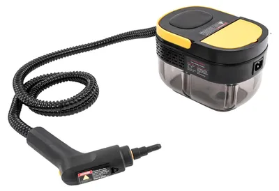 Image de Nettoyeur vapeur portatif, 1500W, avec plusieurs buses, de couleur noire et jaune
