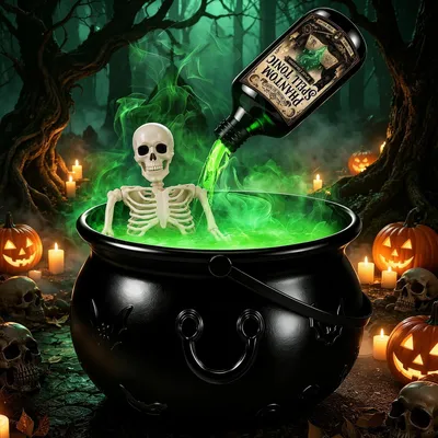 Produktbild von Halloween-Dekoration mit Hexenkessel und Skelett