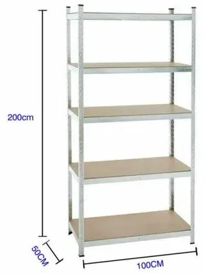 Immagine prodotto di Scaffale da garage - Scaffale metallico per carichi pesanti - 5 ripiani, regolabili - 200×100×50 cm - Portata totale 875 kg, 175 kg per ripiano - Acciaio e MDF - Zincato/Blu