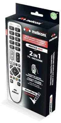 Immagine prodotto di Meliconi Gumbody Pratico 2+ Telecomando IR senza fili TV, ricevitore dei tasti TV