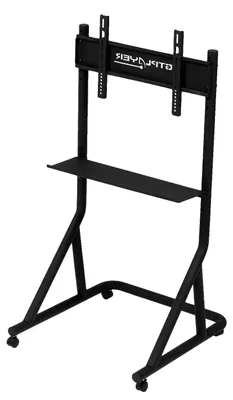 Image de Support pour écran, réglable en hauteur, mobile avec roulettes, couleur noire