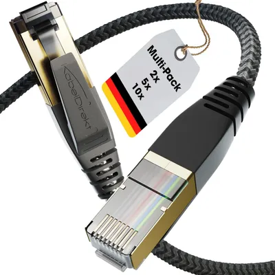Produktbild von KabelDirekt – Cat-8-Netzwerkkabel 10er-Set – 5m – 40 Gigabit, geflochten