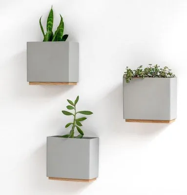 Produktbild von Famanu Wandvase 3-teiliges Set aus hochwertigem Harz - Grau