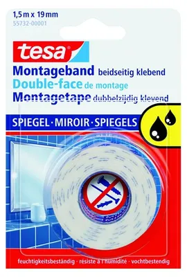 Obrázok produktu pre Obojstranná montážna penová páska na zrkadlá tesa, biela, 19 mm - 1,5 m ×