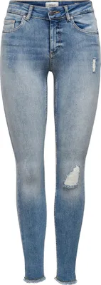 Produktbild von ONLY Destroyed Ankle Skinny Jeans Stretch Denim Hose ONLBLUSH Fransen Größe: XS / 34L