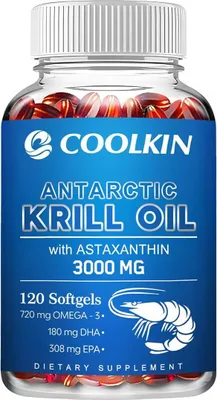 Immagine prodotto di Olio di krill antartico 3000mg (120 capsule) integratore alimentare, articolazioni, cuore, pressione sanguigna, capelli, pelle, ossa, sistema immunitario