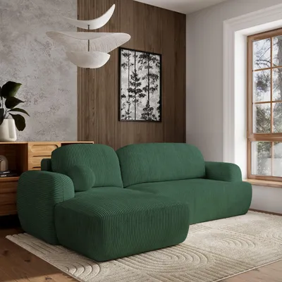 Produktbild von Masseno Ecksofa MODENZA P L-S mit Schlaffunktion L-Form, Sofa mit Bettkasten, Wohnzimmersofa, Couch, Soffa, Bettsofa, Couchgarnitur- Grün, POSO 14