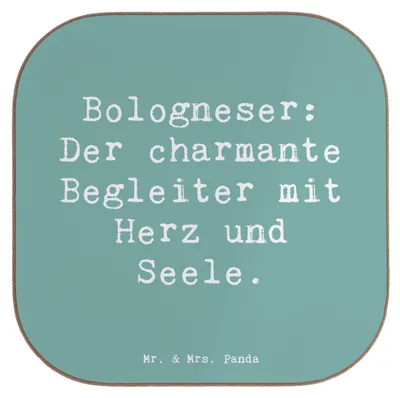 Produktbild von Mr. & Mrs. Panda Untersetzer für Gläser Spruch Bologneser Begleiter - Meeresbrise - Geschenk, treue, Familienhund, Getränkeuntersetzer, Tassenuntersetzer, Hunderasse