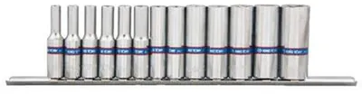 Nuss-Set KING TONY 1/4" lang 13-teilig 4-14 mm mit 240 mm Schiene
