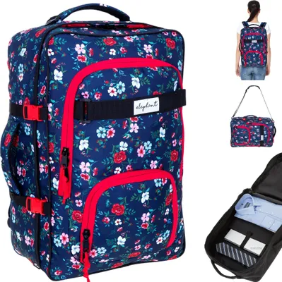 Produktbild von Rucksack Handgepäck Damen Elephant Travel Daypack Reiserucksack Leichtrucksack Elephant FLY IATA Laptop Tasche  42 Liter groß 13023 Blue Flower