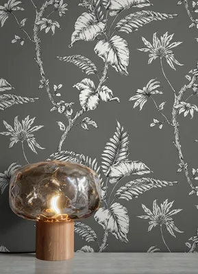 Produktbild von NEWROOM Tapete Anthrazit Vliestapete Dschungel - Dschungeltapete Floral Grau Weiß Blätter Blumen Palmenblätter Modern