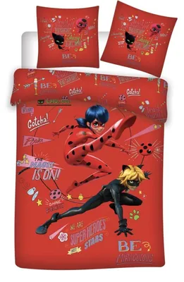 Produktbild von Miraculous Ladybug Cat Noir Bettwäsche Kinderbettwäsche Set 135-140x200 65x65