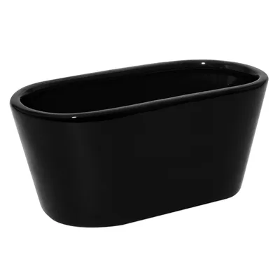 Produktbild von Keramik Blumentopf Übertopf Schwarz Oval form L 19,5 cm glänzend deko tischdeko dekovase topf pflanzschale pflanzkasten