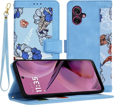 Produktbild von Techsuit FlipCraft Book Wallet Klapphülle mit Kabel für Motorola Moto G55 - Vibrant Blue