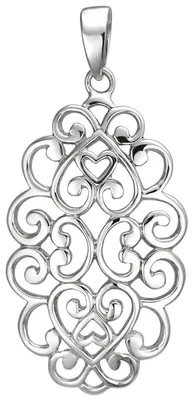 Produktbild von Anhänger aus 925 Silber mit Ornament aus Herzen Halsschmuck rhodiniert