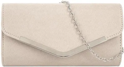 Produktbild von Suède-Handtas in Donkerbeige mit Kettenbesatz