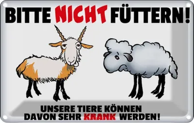 Produktbild von vianmo Blechschild 20x30 cm bitte nicht füttern Tiere krank Spruch Zitat