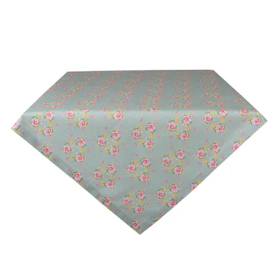Produktbild von Clayre & Eef Tischdecke 100x100 cm Grün Rosa Baumwolle Blumen