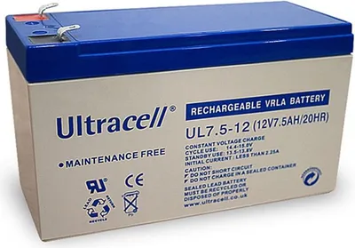 Produktbild von Ultracell UL7.5-12 Blei Akku 12 Volt mit 7,5 Ah und 4,8mm Kontakten