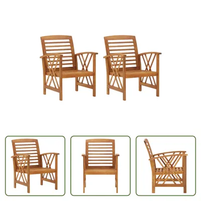 Produktbild von The Living Store Gartenstühle 2 Stk. Massivholz Akazie