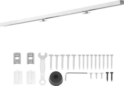 Image de Kit de ferrures pour porte coulissante SucceBuy 1441 mm, rail pour porte coulissante avec fonction Soft-Close pour un glissement silencieux et en douceur, système de porte coulissante pour portes simples (épaisseur 25-45 mm / largeur 762 mm), alliage d'aluminium