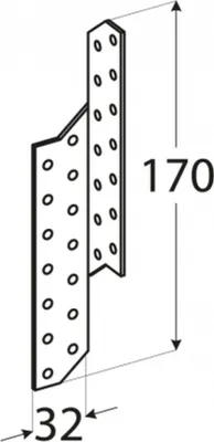 Immagine prodotto di Ancoraggio per arcarecci 32x170x2,0 mm LK1 sinistro Connettore angolare Ancoraggio per arcarecci Angolo in lamiera forata