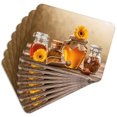 Produktbild von MG Design Set aus 8 Kork-Platzsets - Honey 1 - 30 x 40 cm - hitzebeständig & abwischbar, mit Korkrückseite