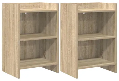 Immagine prodotto di Due comodini in legno effetto rovere Sonoma, dimensioni 40 x 30 x 60 cm