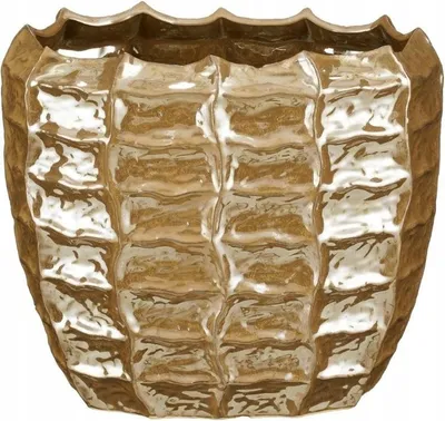 Image de Élégant vase en céramique marron 28 x 18 x 25 cm, brillant, décoration bohème moderne, design raffiné