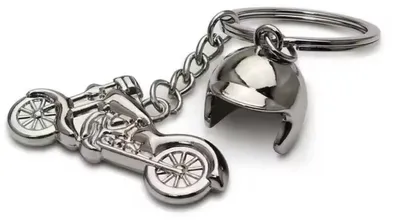 Produktbild von Motorrad-Schlüsselanhänger mit Helm – Motorrad- und Helm-Anhänger – lustiger Schlüsselanhänger – Motorrad-Enthusiasten – silberfarben – CHPN