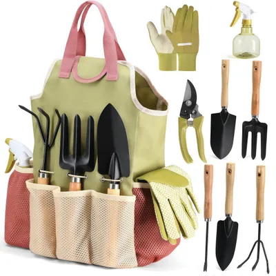 Produktbild von 9-teiliges Gartenwerkzeug-Set, robust, mit modischer Tragetasche, langlebig