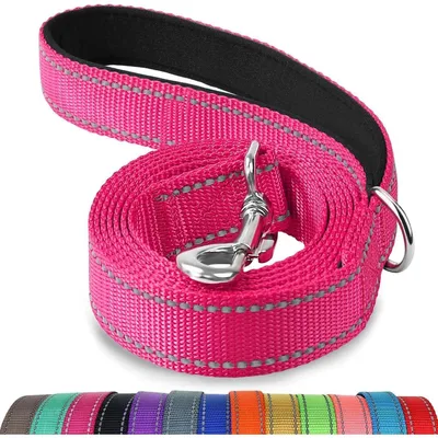 Obrázek produktu pro Reflexní vodítko pro psy s polstrovanou rukojetí, délka 1,5 m, šířka 2,5 cm, barva růžová