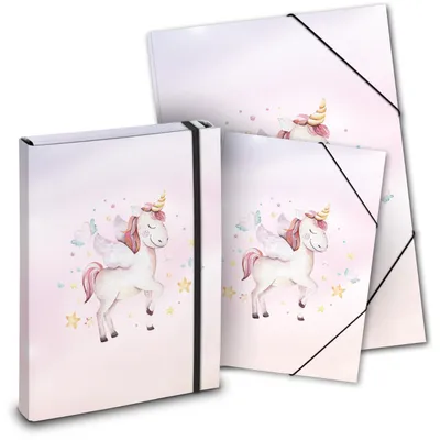 Produktbild von itenga Mappen SET Einhorn 3teilig: Heftbox + Gummizugmappe A4 + Zeichenmappe A3
